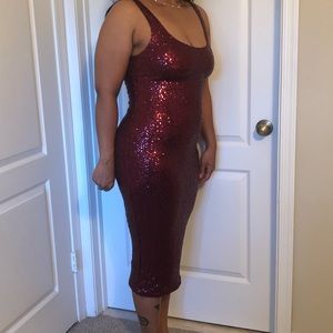 Burgundy Sequence Dress.